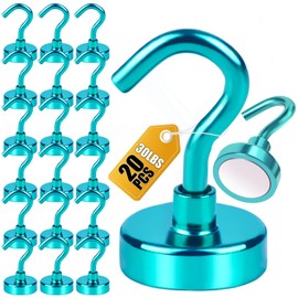 DIYMAG Magnetic Hooks, 30Lbs Strong Heavy Duty Cruise Magnet S-Hooks for Classroom, Fridge, Hanging, Cabins, Grill, Kitchen, Garage, Workplace and Office etc, (20 Pack-Green)