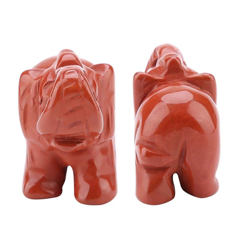 FTVOGUE Estatuilla de Elefante de Piedra Jade Tallado Elefante Afortunado