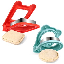 Vodolo Uncrustables Sandwichera, 2 piezas de cortadores de sándwich para almuerzo, desayuno sin corteza y sellador, ideal para niños y niñas, lonchera y caja bento, círculo cuadrado