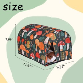 IBWell Guinea Pig Hideout Tunnel with Curtains Cute Mushroom Bunny Hideaway for Cage Accessories Washable Soft Hedgehog Hides and Houses
