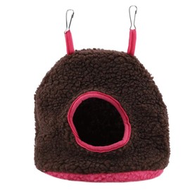 Bird Hammock, Fleece Warm Plush Bird Parrot Hammock Cage Toy Winter Warm Bird Nest House Hut for Budgies Parakeets Cockatoo Conure [Dark Brown]