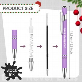 12 Pcs Inspirational Ballpoint Pens Funny Pen Quotes Pen Motivational Encouraging Screen Touch Stylus Pen for Office Colleague Coworker, Black Ink (Purple)