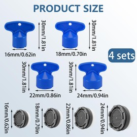 8-Piece Set Tap Wrench for Aerators in Various Sizes - M16.5/M18.5/M21.5/M24, Mounting Wrench for Taps, Flow Regulator Aerator, Fittings Aerator Key