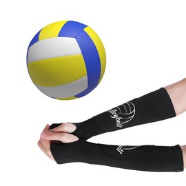DEARBAG 1 Pair of Volleyball Arm Protectors for Women, Forearm Protection Accessories for Volleyball Training, Sports Forearm Sleeves - Wrist Support with 3 mm Protective Pad and Thumb Hole (Black, L