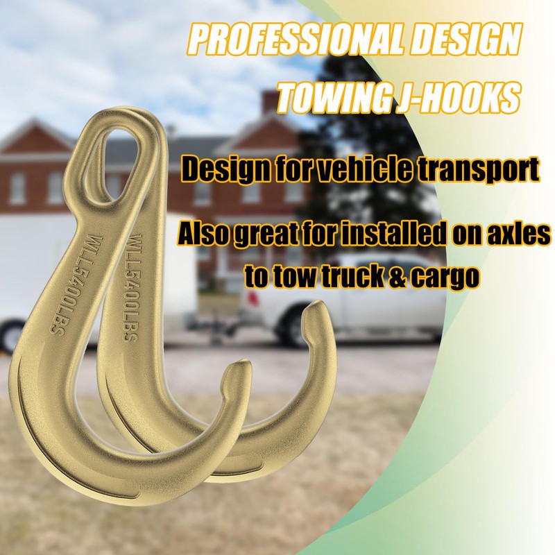 AODESTINY 2PCS 8" Heavy Duty J Hooks for Towing, Yellow