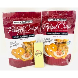 Pretzel Crisps Thin Crunchy Crackers Honey Mustard And Onion Deli Style By Snack Factory Bundled With Kokobunch Kit | 2-7.2 oz PACK