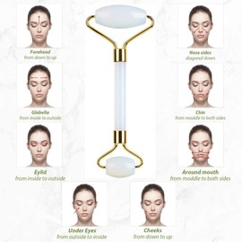 LDATY Jade Roller,Quartz Face Roller, Facial Beauty Roller Skin Care Tools, Massager for Face, Eyes, Neck,Gua Sha Soothes, Body Muscle Relaxing, Improve Eye Puffiness Remove Wrinkles Eye Roller
