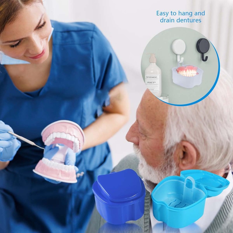 KISEER Light Blue Denture Bath Case Cup Box Holder Storage