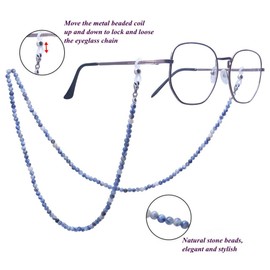 KAI Top Eyeglass Chain Sunglass Chain Fashion Natural Stone Beaded Mask Lanyard Chain Face Mask Holder Chain for Women Men