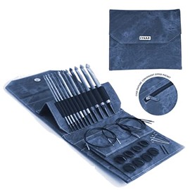 Lykke Interchangeable Tunisian Crochet Hooks Set in Indigo Pouch