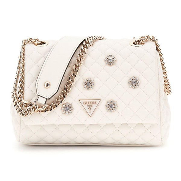 GUESS Everlee Convertible Xbody Flap Bag Cream White