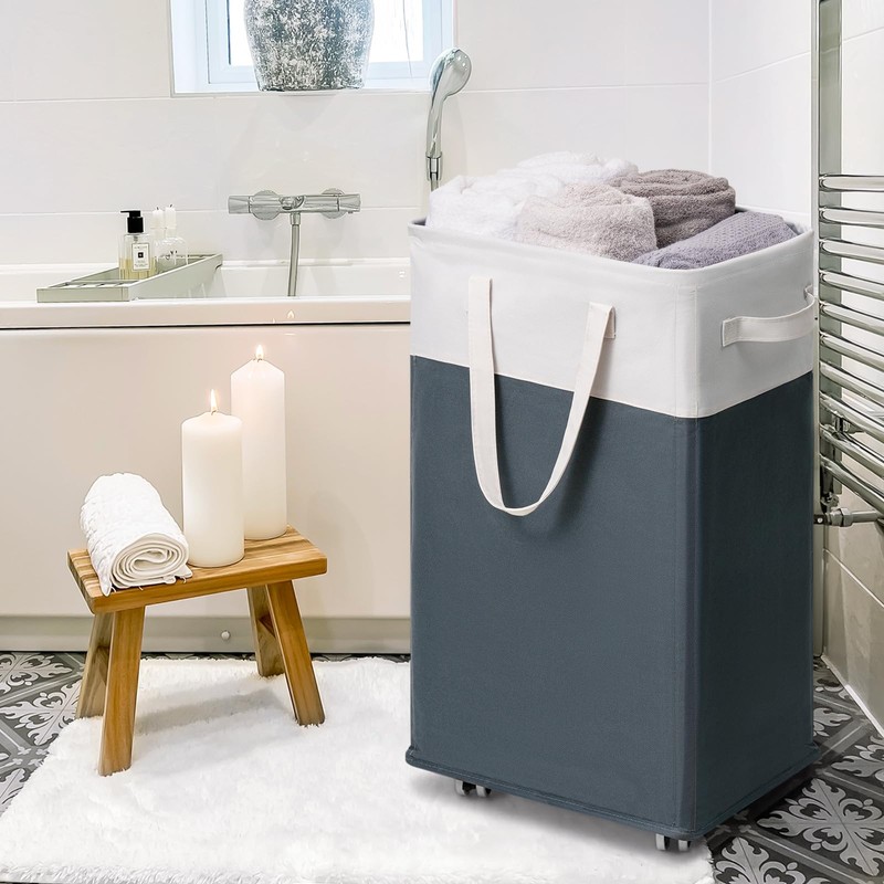 Goodpick Laundry Basket with Wheels, 75L Laundry Hamper for Dirty