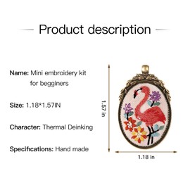 ZOCONE 6 Packs Embroidery Necklace Kit, Embroidery Pendant Kit Mini Cross Stitch Kit with 4 Hoops, Necklace, Pendant, Stamped Pattern Cloth, Instructions, etc., Embroidery Kit for Adults