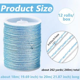 CABODYALS 12 Colors 0.5mm Polyester Thread Set Kumihimo Cords Nylon Beading 6 Ply Chinese Knotting Macrame Wind Chime Strings for Jewelry Making Sewing Stitching Diy Bracelet Necklace Supply