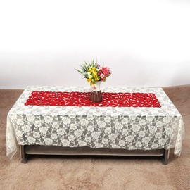 Ftvogue de Mesa o Mantel Individual, Rectangular, de Fieltro, Hueco, de 7 Colores, para decoración del hogar, 102 cm, Rojo, 1