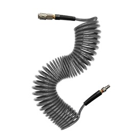 aunstarwei Air Compressor Hose Polyurethane(PU) Recoil Grey with 1/4" Europe Quick Coupler and Plug Fittings, 10m Length