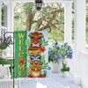 Dyrenson Welcome Summer Tiki Decorative Garden Flag, Hawaii Tropical Plant