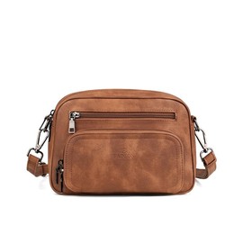 FADEON Crossbody Bags for Women Multi-pocket Leather Crossbody Purses, Designer Shoulder Bag Adjustable Removable Strap - Color: Purse Grey