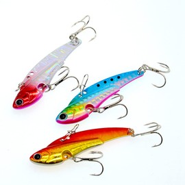 OriGlam 3 Stück Metall Hart VIB Angelköder Schiffbruch Löffel Jigging harte Köder, Spinner Löffel Schwimmer vibrierend Jigging für Forelle Bar Lachs Gold Crappie