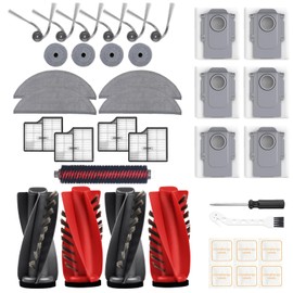 37-Piece Accessory Kit for Roborock Saros 10 Robot Vacuum 4 Main Brushes, 1 Base Station Brush, 4 HEPA Filters, 4 D-Shaped & Round Mop Pads, 6 Side Brushes, 6 Dust Bags,1 Cleaning Brush & Screwdriver