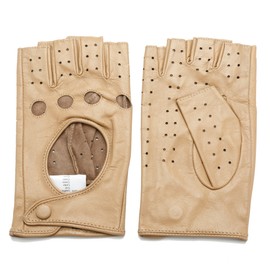 NappaNovum Women Classic Fingerless Nappa Leather Driving Gloves Lambskin Fitness Outdoor Unlined Gloves