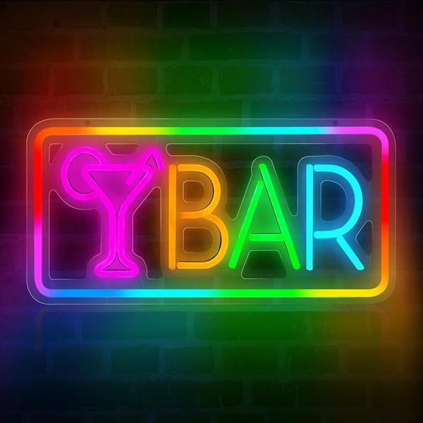 Bar Neon Sign, Bar Sign for Wall Decor, LED Neon