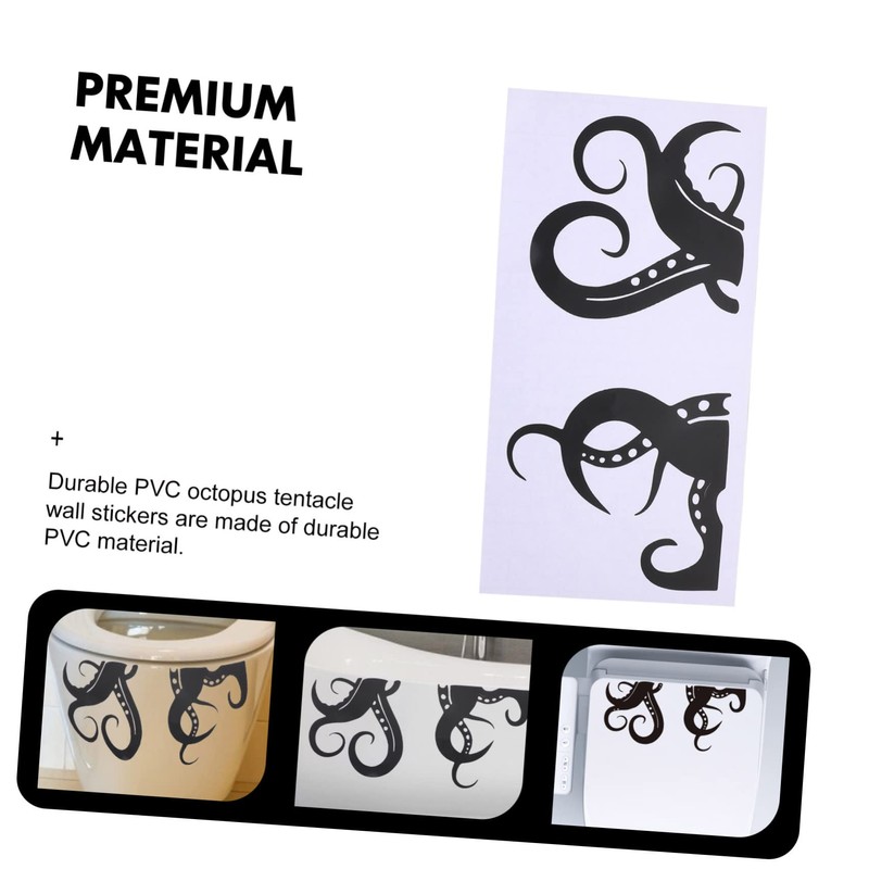 TOVINANNA 4sheets Octopus Wall Stickers Funny Toilet Decor for Bathroom
