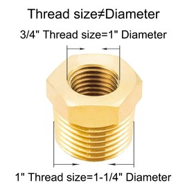 Joywayus Brass Reducing Hex Bushing 1" NPT Male to 3/4" NPT Female Pipe Fitting Reducer Adapter(Pack of 2)