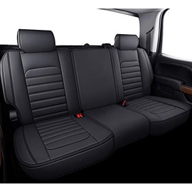 YIERTAI Silverado Sierra Rear Seat Covers for 2007-2023 2024 2025 1500/2500/3500 HD Pickup Waterproof Leather Crew Double Extended Cab Back Seat Protectors(1 Rear Seat Cover/Black)