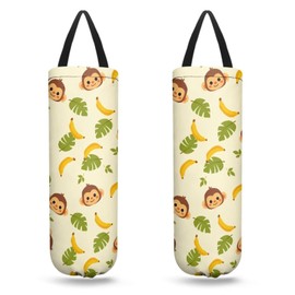 Voxugoniy Plastic Bag Holder, Monkeys 2Pcs Plastic Bag Organizer, Storage Holders for Kitchen Decor