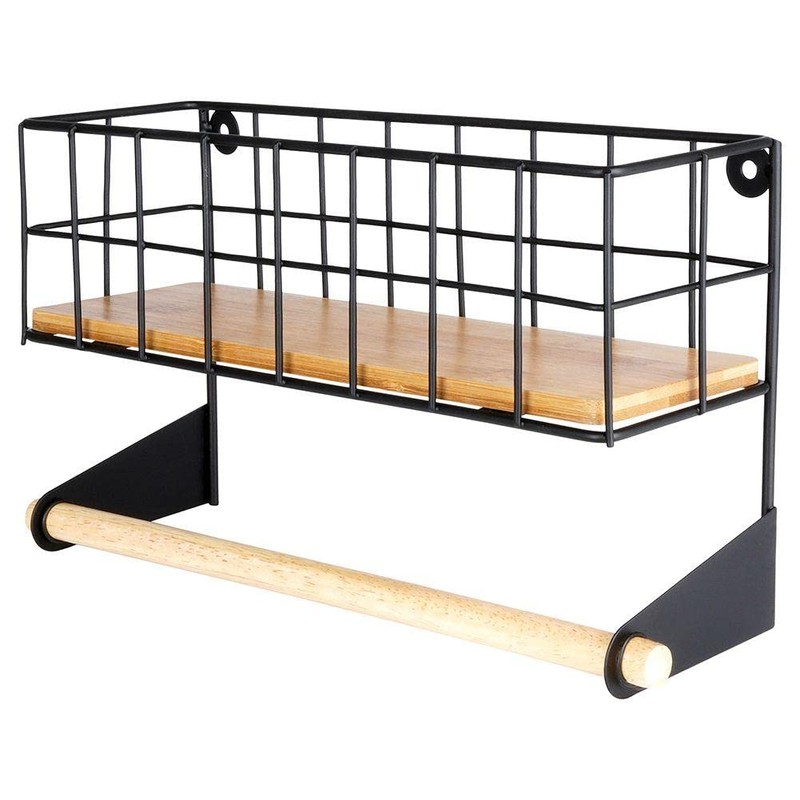 Vilde Wall Shelf Kitchen Metal with Kitchen Roll Holder Wall