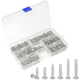 180 Pieces Stainless Steel Self Tapping Screws for Metal (Round Head)