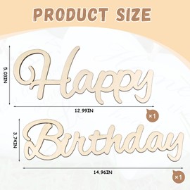 Zaruatu Unfinished Wooden Happy Birthday Sign Wooden Cutout Letter Sign for Wreath DIY Crafts Blank Decorative Word for Door Wall Home Christmas Decor (Wood-Happy)