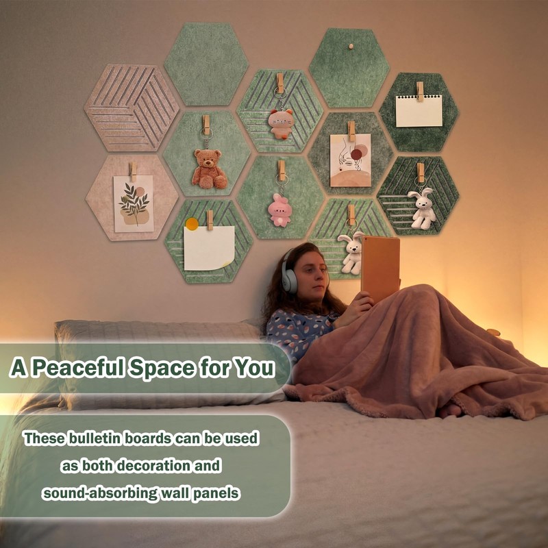 Zhehao Sage Green 15 Pack 12'' Large Hexagon Cork Bulletin