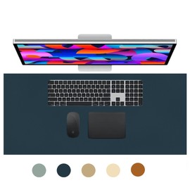 RHPBSF Leather Desk Mat, Large Office Desk Pad, Computer Desk Mat, Laptop Mat for Desk, Desk Protecor Mat, Desktop Mat, Desk Writing Pad, Desk Blotter Pad, Desk Cover Mat (Dark Blue, 39.4 * 19.4)