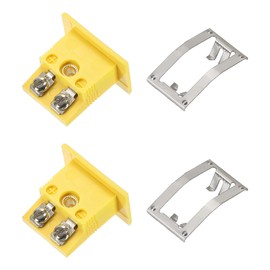 sourcing map K Type Panel Mounting Thermocouple Socket Mini Socket 220°C (428°F) for Thermocouple Wire Connector Plug Socket Yellow Pack of 2