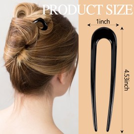 Exacoo 4Pcs French U-Shape Twist Pins for Women Girls Updo Hair Bun No Slip Clips Forks Hair Clips Accessories Vintage Hairstyles Styling Tools for Thin Thick Hair Neutral Color