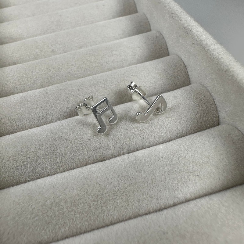 Sterling Silver Music Notes Stud Earrings