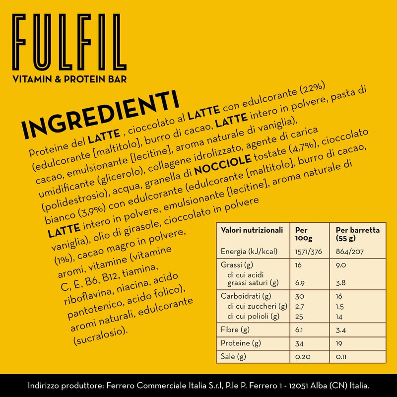 Fulfil Barrette vitaminiche e proteiche - Gusto frusta al cioccolato