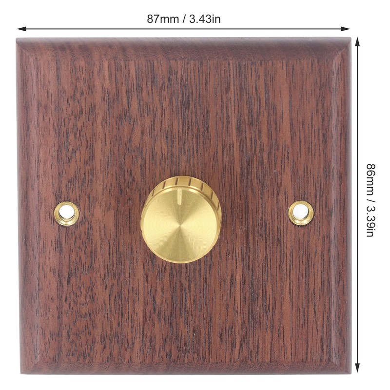Dimmer Switch with Brass Knob Black Walnut Wood Rotary Dimming