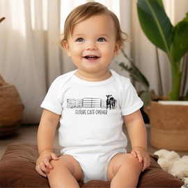 SOFEON Future Gate Opener Baby Onesie Newborn Farm Cow Bodysuit Romper Infant Boy Girl Cute Country One-Piece Clothes 0-18M(White,6-12M)