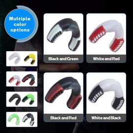 Lovelin Mouth Guard for Braces for Sports Football, Boxing, Baseball, Lacrosse - Heat-Resistant Upper & Lower Dental Guards, No-Softening, mouthguard Comfort Fit Youth/Adult (Black-White)