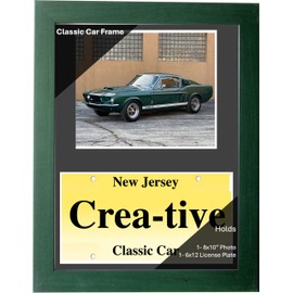 Creative Picture Frames 8x10 Candy Green Classic Car Frame with 6x12 License Plate Frame Display with Black Mat