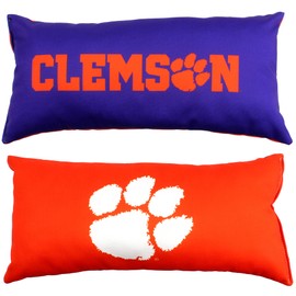 College Covers Solid Color Bolster Travel Pillow, 1 Count (Pack of 1), Clemson Tigers