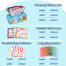 Rayouth Baby Toys 0-12 Months, Tissue Box Montessori Toys for 1 Year Old, Soft High Contrast Crinkle Sensory Toys for Toddlers Infants, Early Development Activity Toys Gifts for Baby Boys Girls