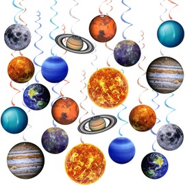20PCS Space Solar System Theme Hanging Swirls Decorations, Outer Space Party Supplies Ceiling Hanging Swirls for Birthday Baby Shower Party Decorations