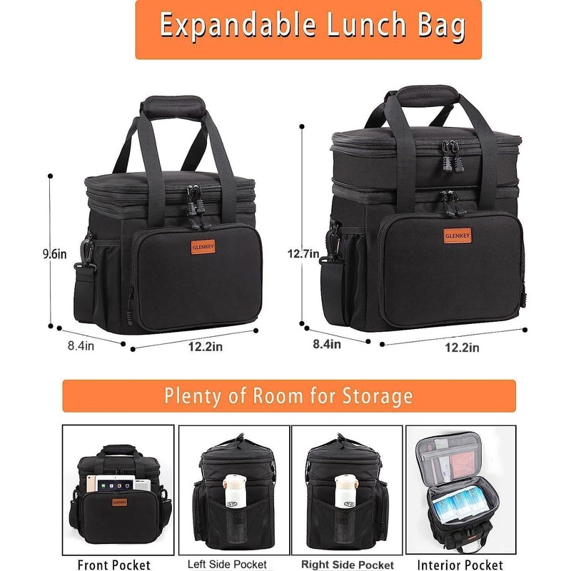Expandable XLarge Lunch Box, Insulated Heavy Duty Lunch Bag Waterproof