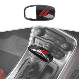 amayum Carbon Fiber Gear Shift Knob Head Cover Trim Decoration Interior Accessories Compatible with Dodge Charger/Challenger 2015-2023,for Dodge Durango 2018-2023,Red