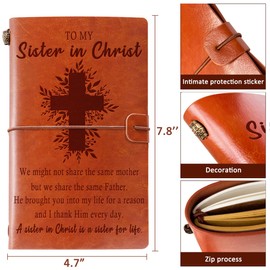 Christian Gifts for Women, Sisters in Christ Gifts for Women Leather Notebook Journal Christian Sister Gifts from Sister Religious Gifts Faith Gifts Friendship Faith Gifts