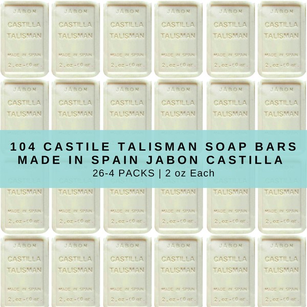 104 Castile Talisman Soap Bars Made in Spain Jabon Castilla 26-4 PACKS 2 oz Each